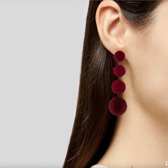 Rebecca de Ravenel Sangria Three Drop Clip On Style Earrings - Picture 4 of 8